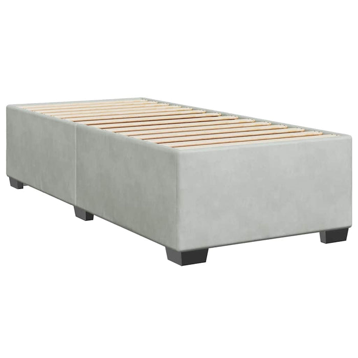 Pat box spring cu saltea, gri deschis, 90x200 cm, catifea - WALTI WALTI