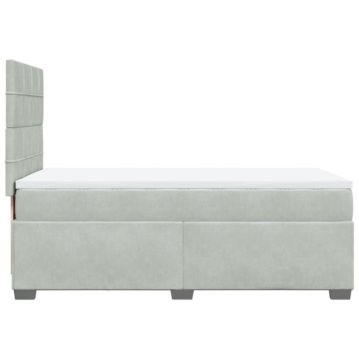 Pat box spring cu saltea, gri deschis, 90x200 cm, catifea - WALTI WALTI