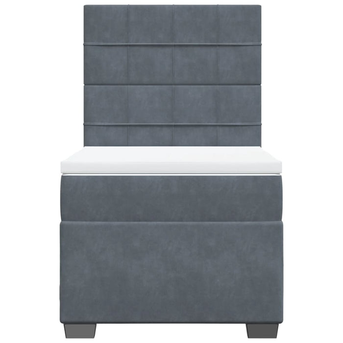 Pat box spring cu saltea, gri închis, 90x200 cm, catifea - WALTI WALTI