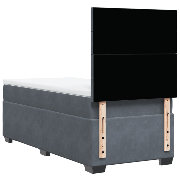 Pat box spring cu saltea, gri închis, 90x200 cm, catifea - WALTI WALTI