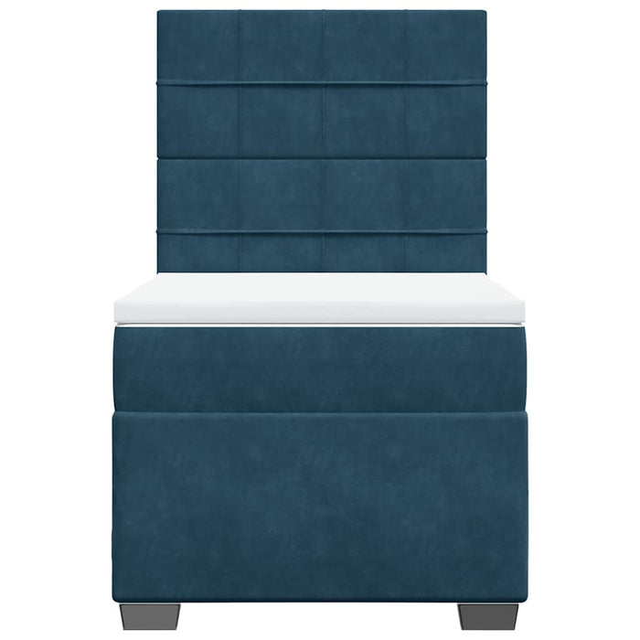 Pat box spring cu saltea, albastru, 90x200 cm, catifea - WALTI WALTI