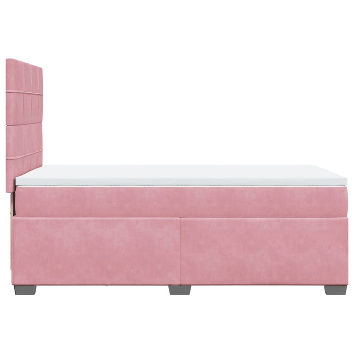 Pat box spring cu saltea, roz, 90x200 cm, catifea - WALTI WALTI