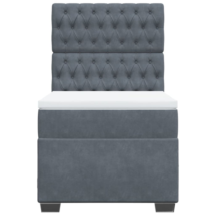 Pat box spring cu saltea, gri închis, 90x200 cm, catifea - WALTI WALTI