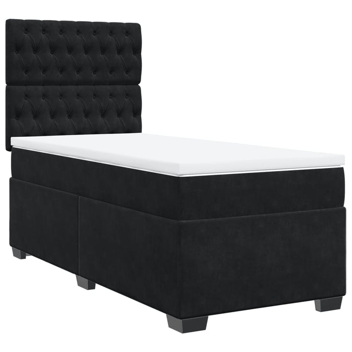 Pat box spring cu saltea, negru, 90x200 cm, catifea - WALTI WALTI