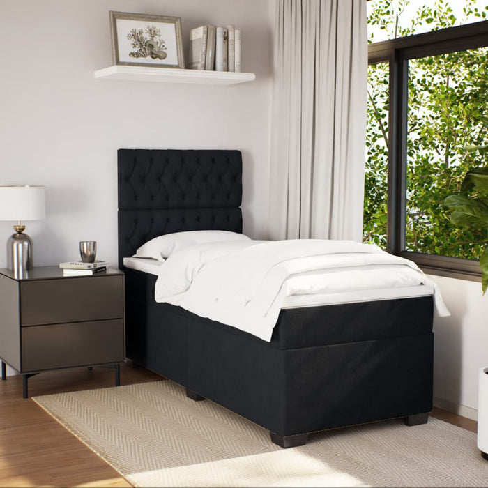 Pat box spring cu saltea, negru, 90x200 cm, catifea - WALTI WALTI