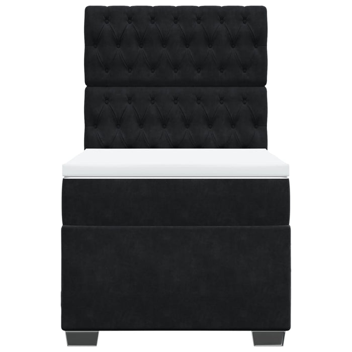 Pat box spring cu saltea, negru, 90x200 cm, catifea - WALTI WALTI