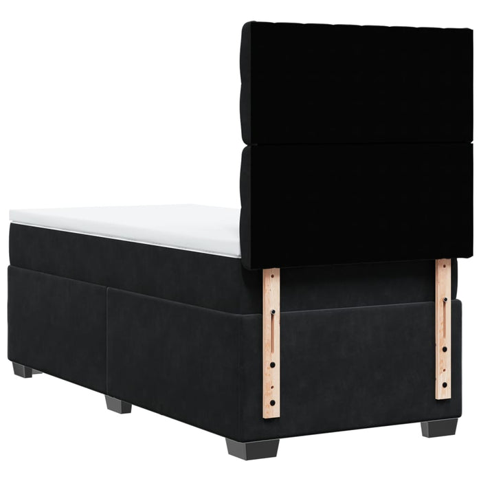 Pat box spring cu saltea, negru, 90x200 cm, catifea - WALTI WALTI