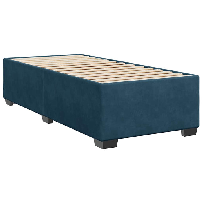 Pat box spring cu saltea, albastru, 90x200 cm, catifea WALTI
