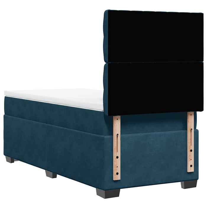Pat box spring cu saltea, albastru, 90x200 cm, catifea WALTI