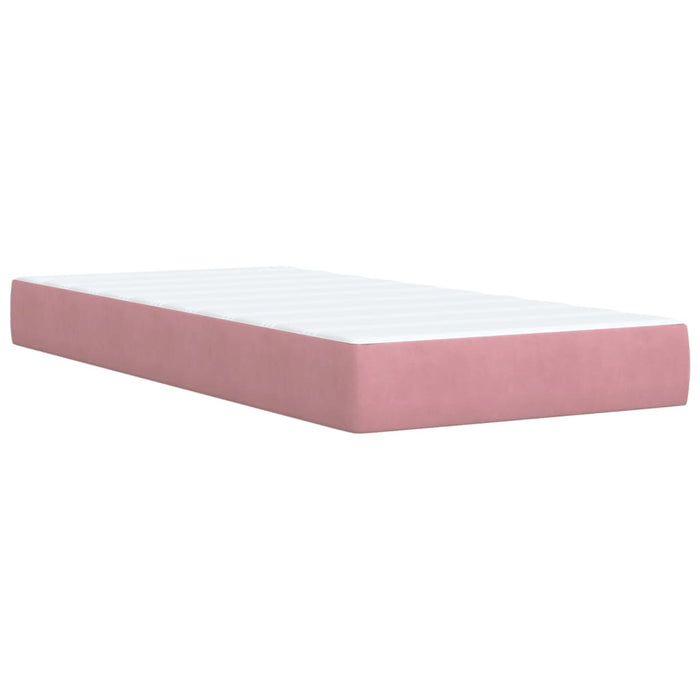 Pat box spring cu saltea, roz, 90x200 cm, catifea - WALTI WALTI