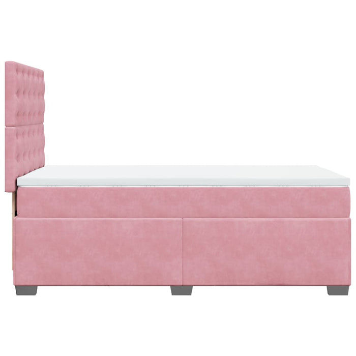 Pat box spring cu saltea, roz, 90x200 cm, catifea - WALTI WALTI