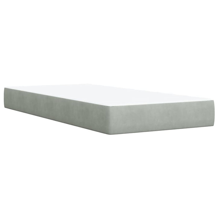 Pat box spring cu saltea, gri deschis, 90x200 cm, catifea - WALTI WALTI
