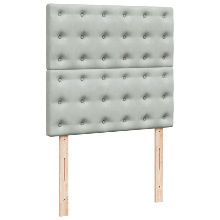 Pat box spring cu saltea, gri deschis, 90x200 cm, catifea - WALTI WALTI