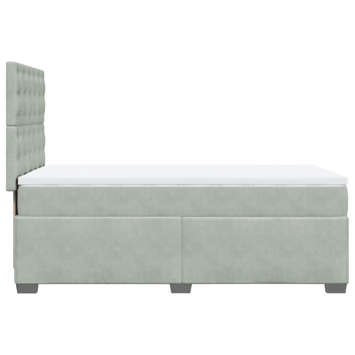 Pat box spring cu saltea, gri deschis, 90x200 cm, catifea - WALTI WALTI