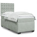 Pat box spring cu saltea, gri deschis, 90x200 cm, catifea - WALTI WALTI