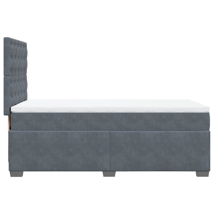 Pat box spring cu saltea, gri închis, 90x200 cm, catifea - WALTI WALTI