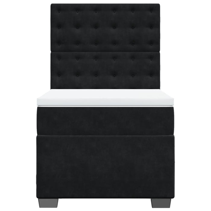 Pat box spring cu saltea, negru, 90x200 cm, catifea - WALTI WALTI