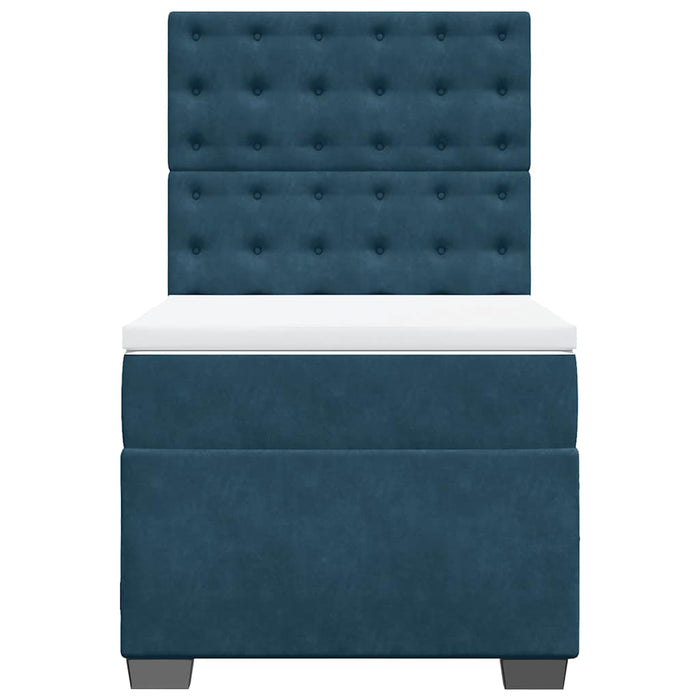 Pat box spring cu saltea, albastru, 90x200 cm, catifea - WALTI WALTI