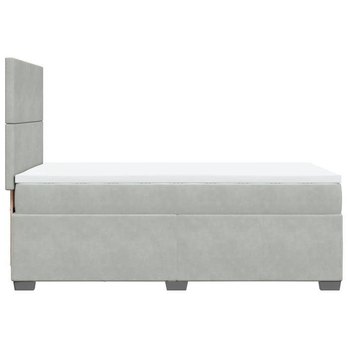 Pat box spring cu saltea, gri deschis, 100x200 cm, catifea - WALTI WALTI