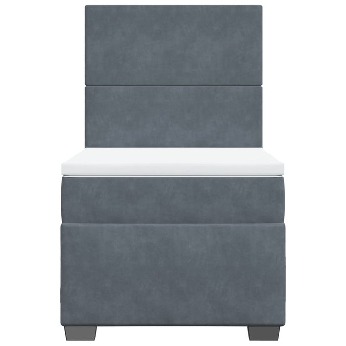 Pat box spring cu saltea, gri închis, 100x200 cm, catifea - WALTI WALTI