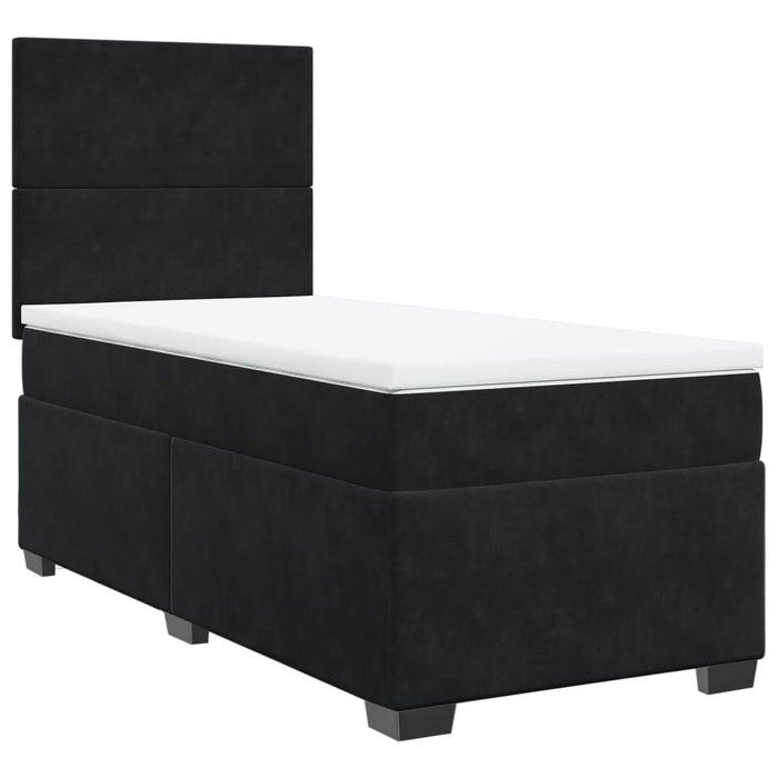 Pat box spring cu saltea, negru, 100x200 cm, catifea - WALTI WALTI