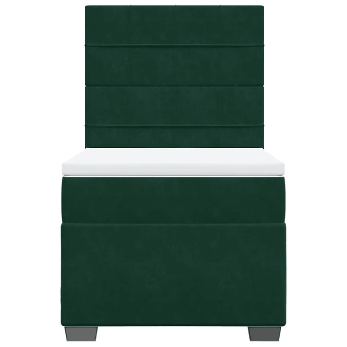 Pat box spring cu saltea, verde închis, 100x200 cm, catifea - WALTI WALTI