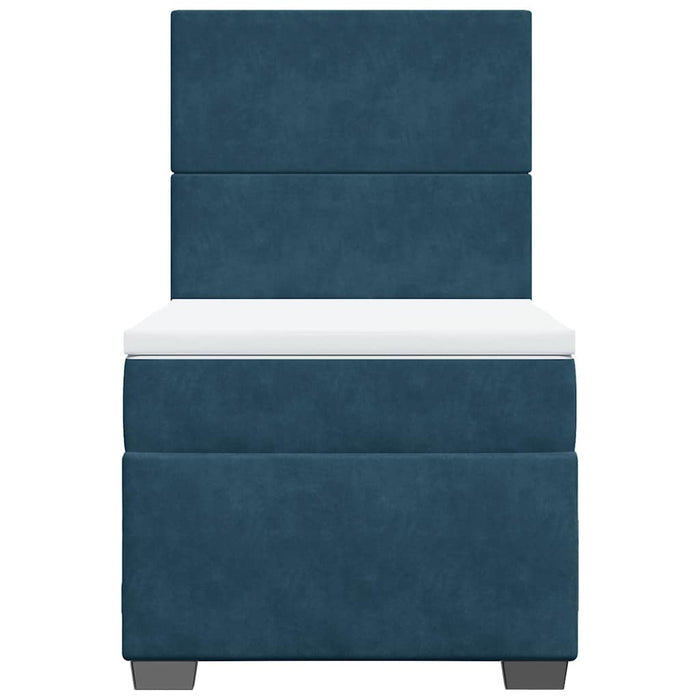 Pat box spring cu saltea, albastru, 100x200 cm, catifea - WALTI WALTI