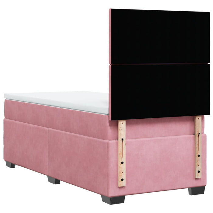 Pat box spring cu saltea, roz, 100x200 cm, catifea - WALTI WALTI