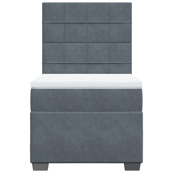 Pat box spring cu saltea, gri închis, 100x200 cm, catifea - WALTI WALTI