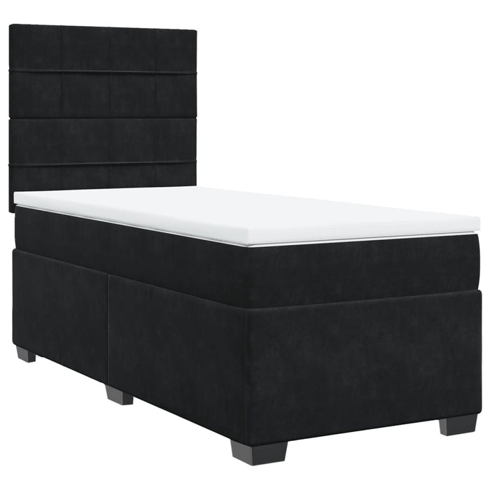 Pat box spring cu saltea, negru, 100x200 cm, catifea - WALTI WALTI