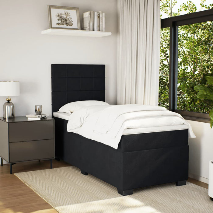 Pat box spring cu saltea, negru, 100x200 cm, catifea - WALTI WALTI