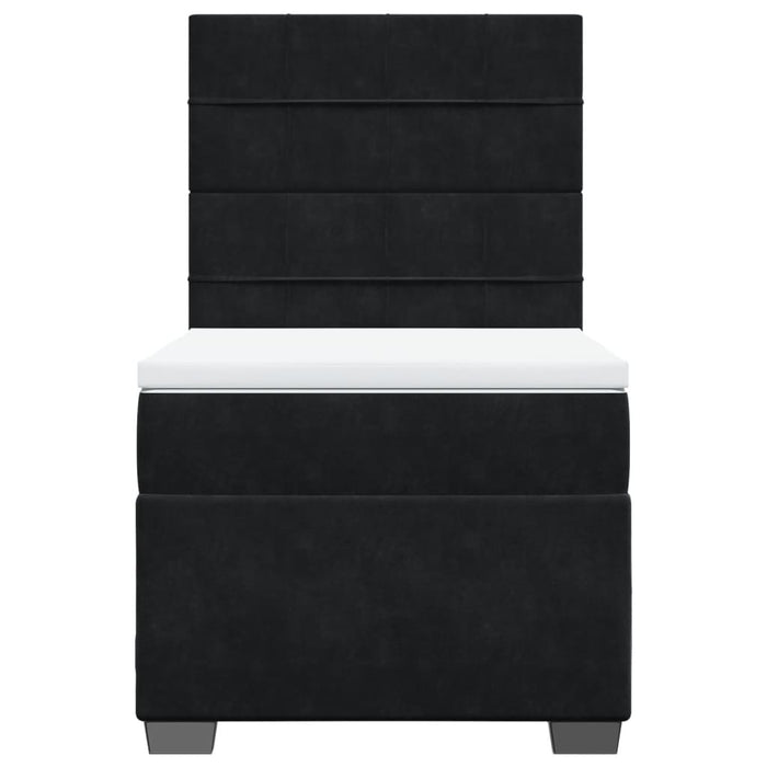 Pat box spring cu saltea, negru, 100x200 cm, catifea - WALTI WALTI