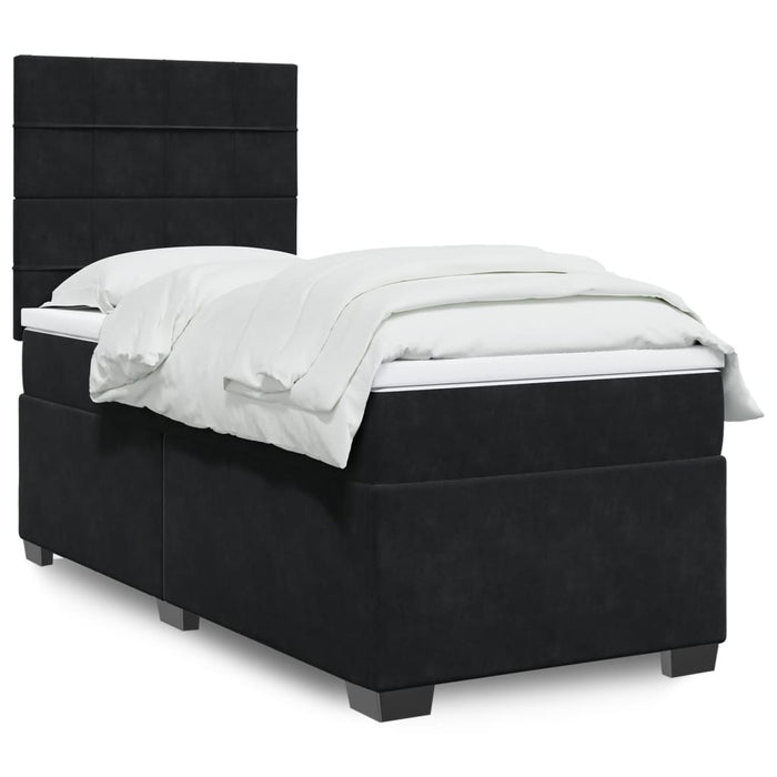Pat box spring cu saltea, negru, 100x200 cm, catifea - WALTI WALTI