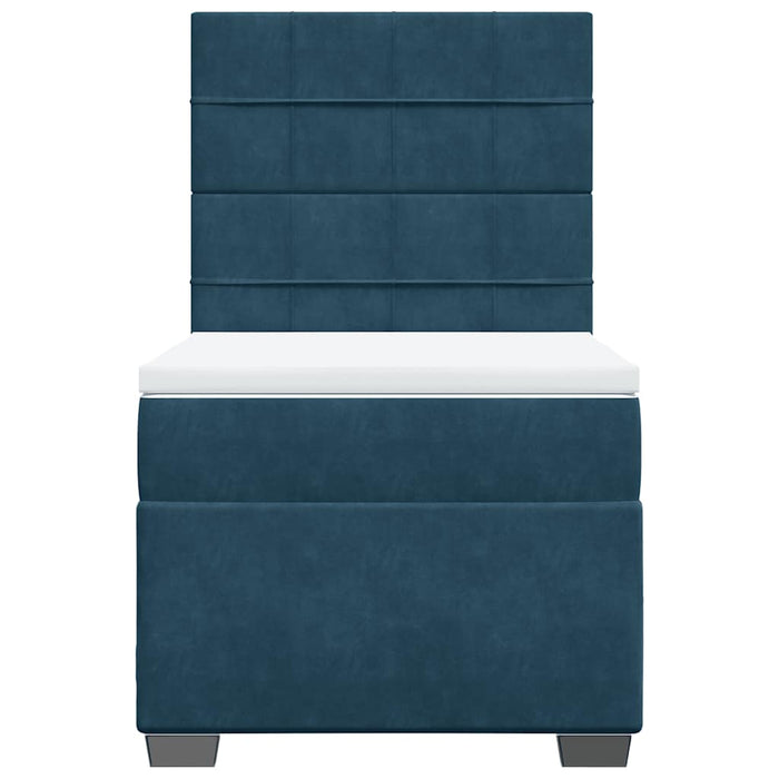 Pat box spring cu saltea, albastru, 100x200 cm, catifea - WALTI WALTI