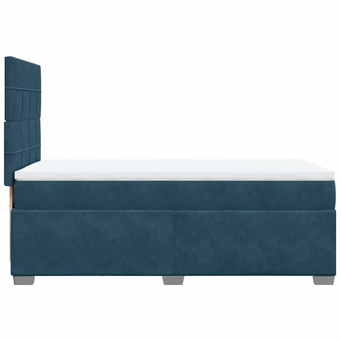 Pat box spring cu saltea, albastru, 100x200 cm, catifea - WALTI WALTI
