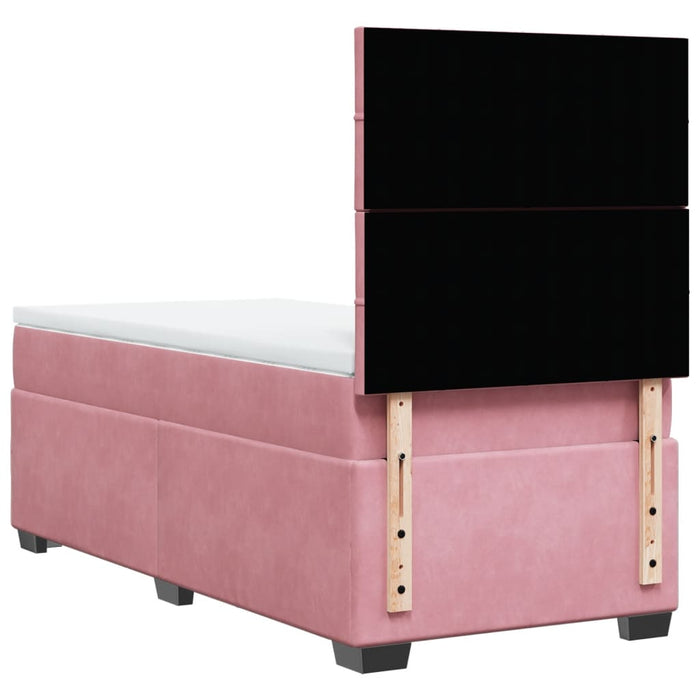 Pat box spring cu saltea, roz, 100x200 cm, catifea - WALTI WALTI