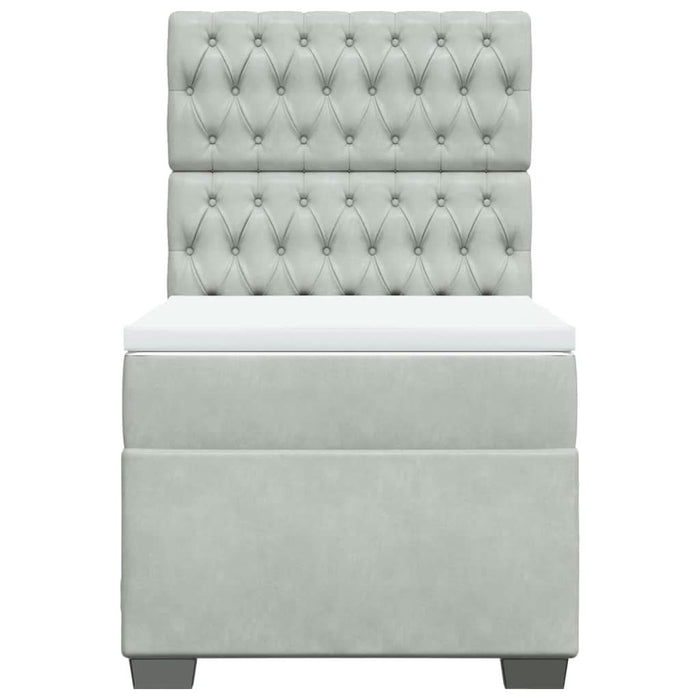 Pat box spring cu saltea, gri deschis, 100x200 cm, catifea - WALTI WALTI