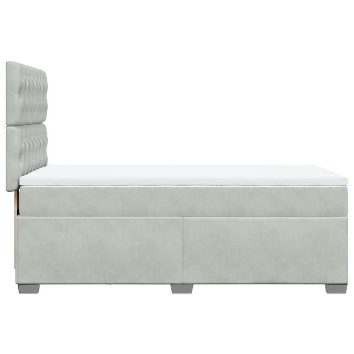 Pat box spring cu saltea, gri deschis, 100x200 cm, catifea - WALTI WALTI