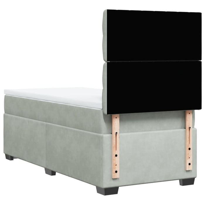 Pat box spring cu saltea, gri deschis, 100x200 cm, catifea - WALTI WALTI