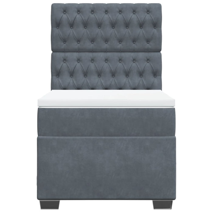 Pat box spring cu saltea, gri închis, 100x200 cm, catifea - WALTI WALTI