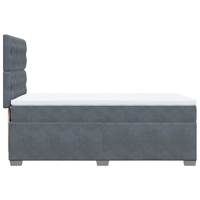 Pat box spring cu saltea, gri închis, 100x200 cm, catifea - WALTI WALTI