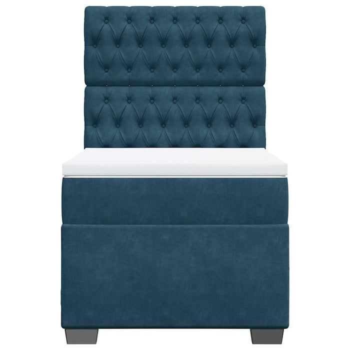 Pat box spring cu saltea, albastru, 100x200 cm, catifea - WALTI WALTI
