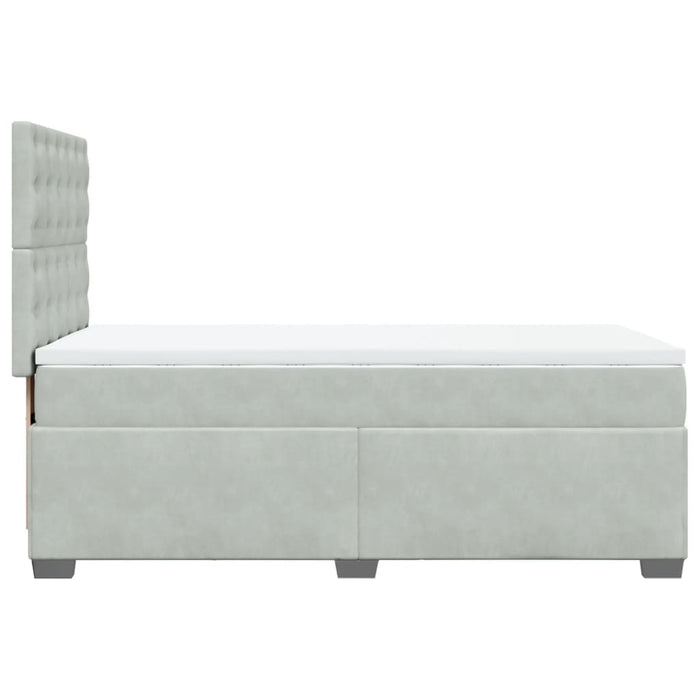 Pat box spring cu saltea, gri deschis, 100x200 cm, catifea - WALTI WALTI