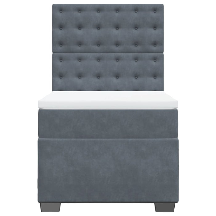 Pat box spring cu saltea, gri închis, 100x200 cm, catifea - WALTI WALTI