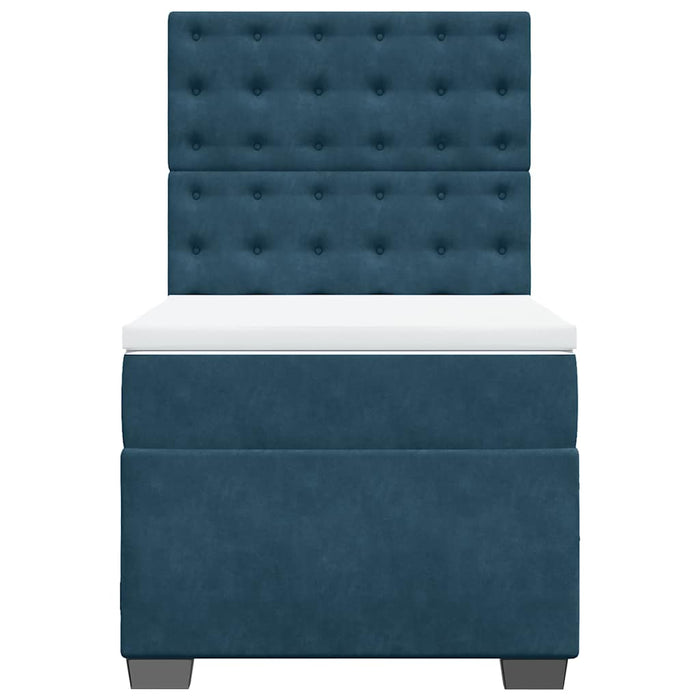 Pat box spring cu saltea, albastru, 100x200 cm, catifea - WALTI WALTI