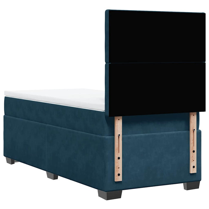Pat box spring cu saltea, albastru, 100x200 cm, catifea - WALTI WALTI