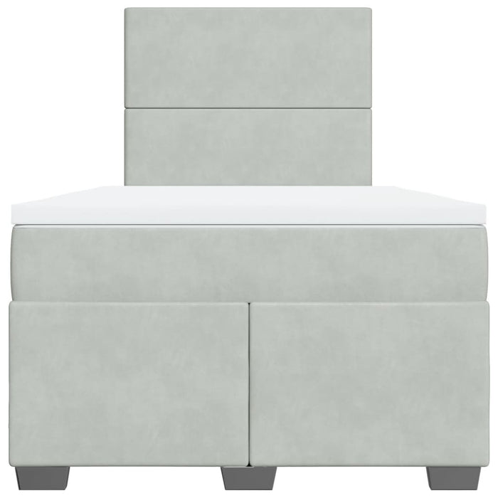 Pat box spring cu saltea, gri deschis, 120x190 cm, catifea - WALTI WALTI