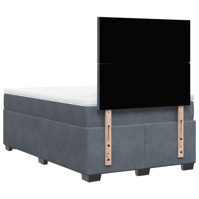 Pat box spring cu saltea, gri închis, 120x190 cm, catifea - WALTI WALTI