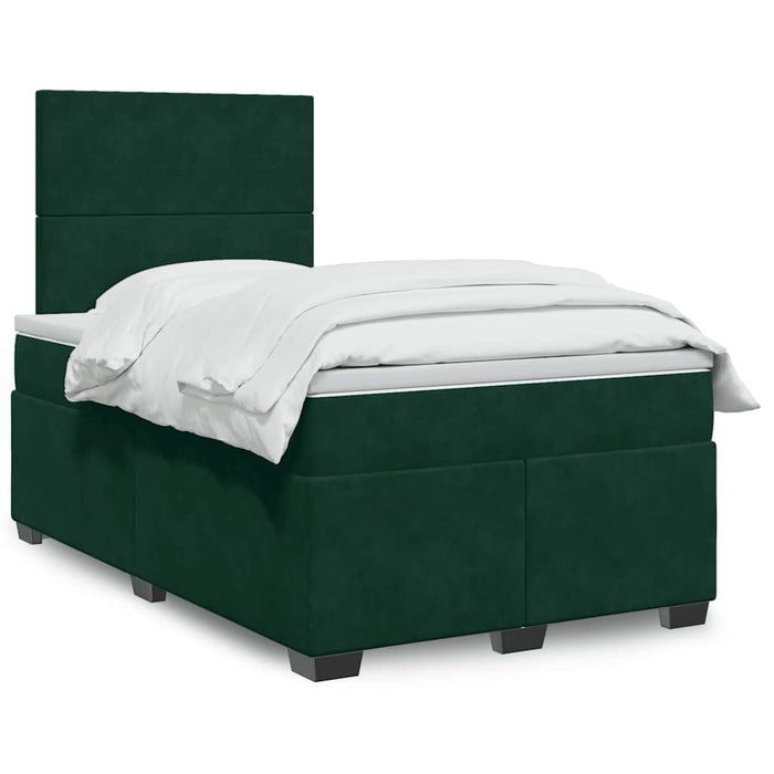 Pat box spring cu saltea, verde închis, 120x190 cm, catifea - WALTI WALTI