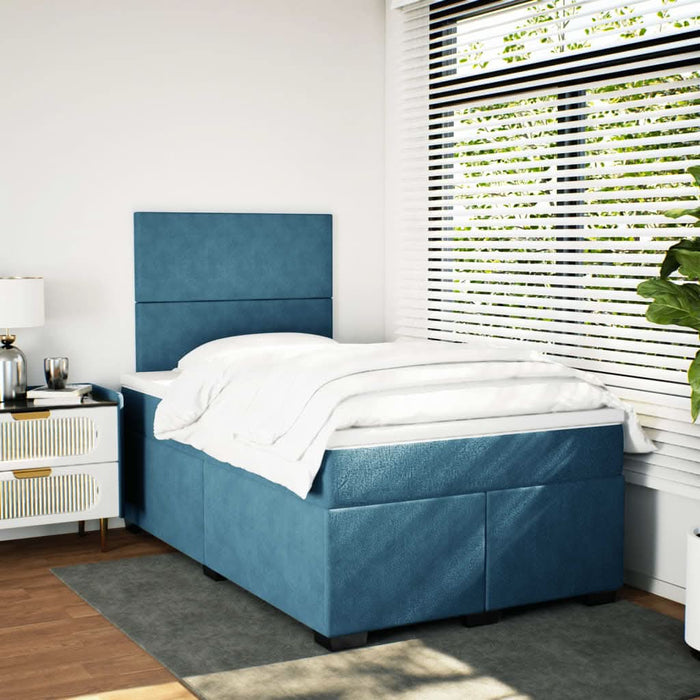 Pat box spring cu saltea, albastru, 120x190 cm, catifea - WALTI WALTI